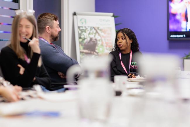 Two people having a chat from the scrutiny panel