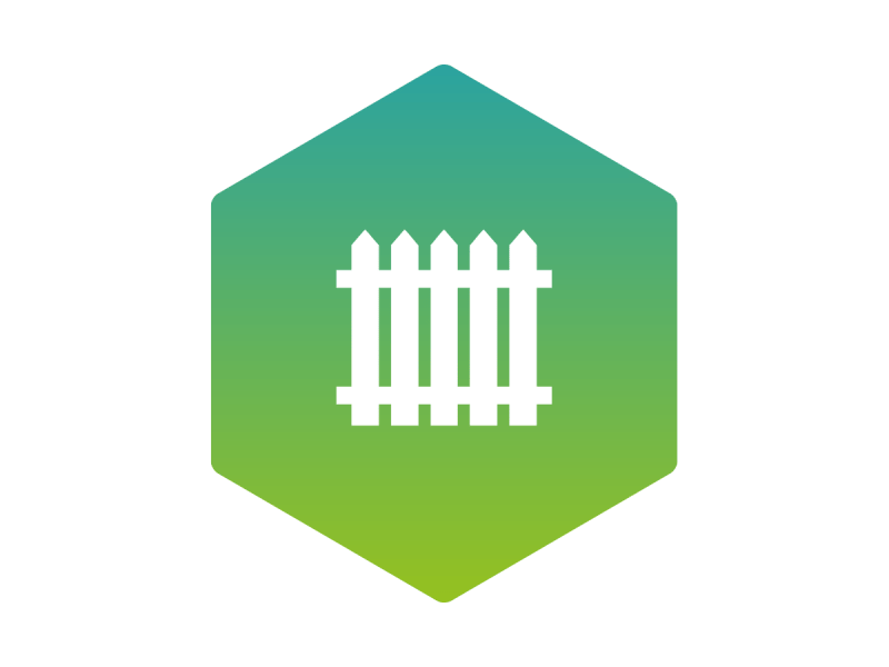 Fencing icon in a green hexagon