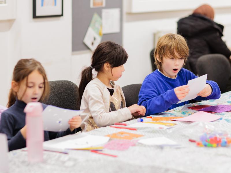 Children working on arts and crafts