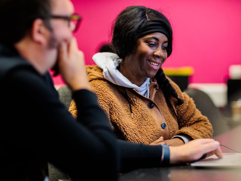 A customer working with an employment and skills mentor