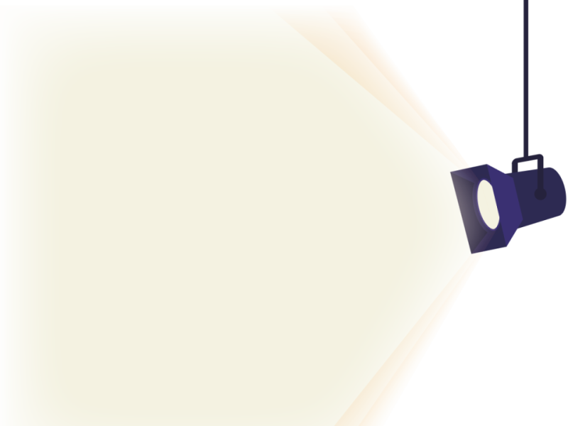 A cartoon image of a spotlight shining a light