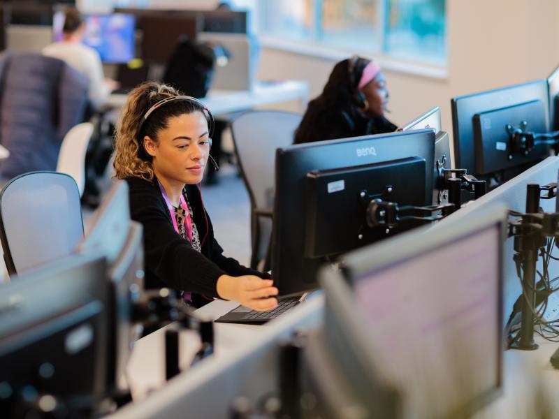 Woman working on a computer