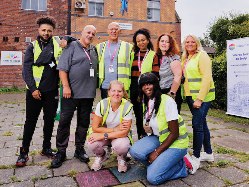 One Manchester Colleagues wearing high vis jackets
