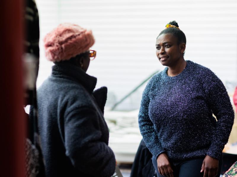 Community resident in conversation