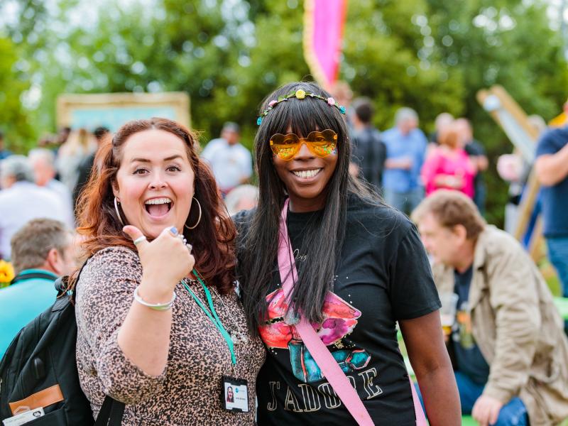 Smiling at a festival