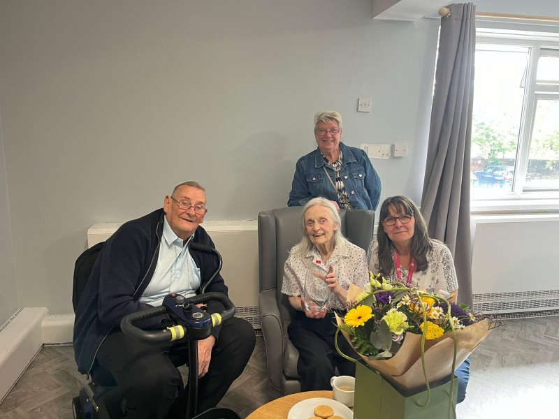 Mavis Holt with her friend, Councillor Julie Reid, and Neighbourhood Manager Bev Turner