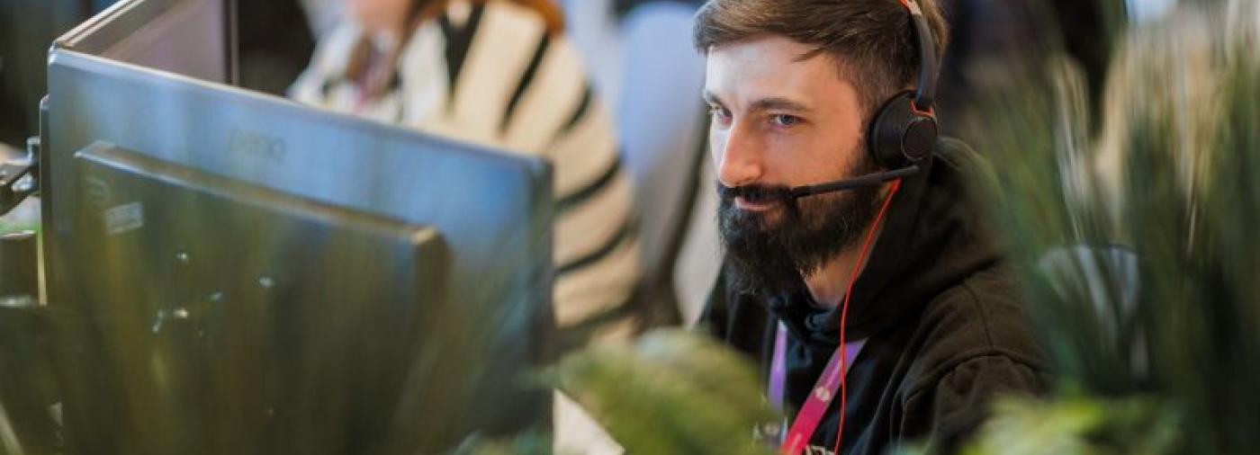 Colleague answering a phone call