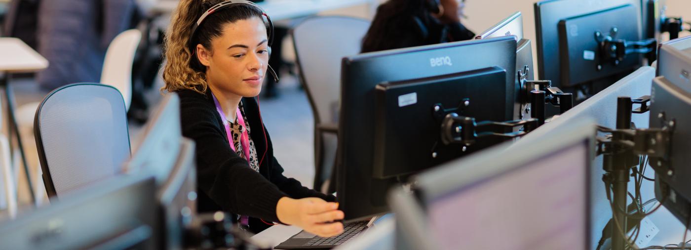 Woman working on a computer